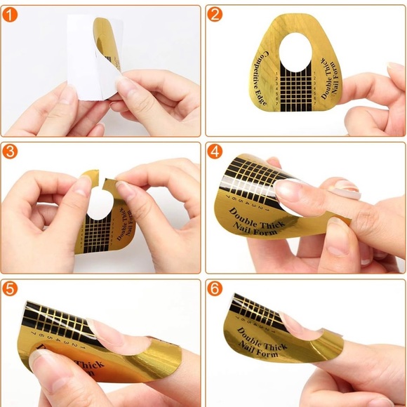 AHIER Nail Forms, 200PCS Acrylic Nail Forms, Gold Horseshoe Nail Extension Tips. - Picture 3 of 6